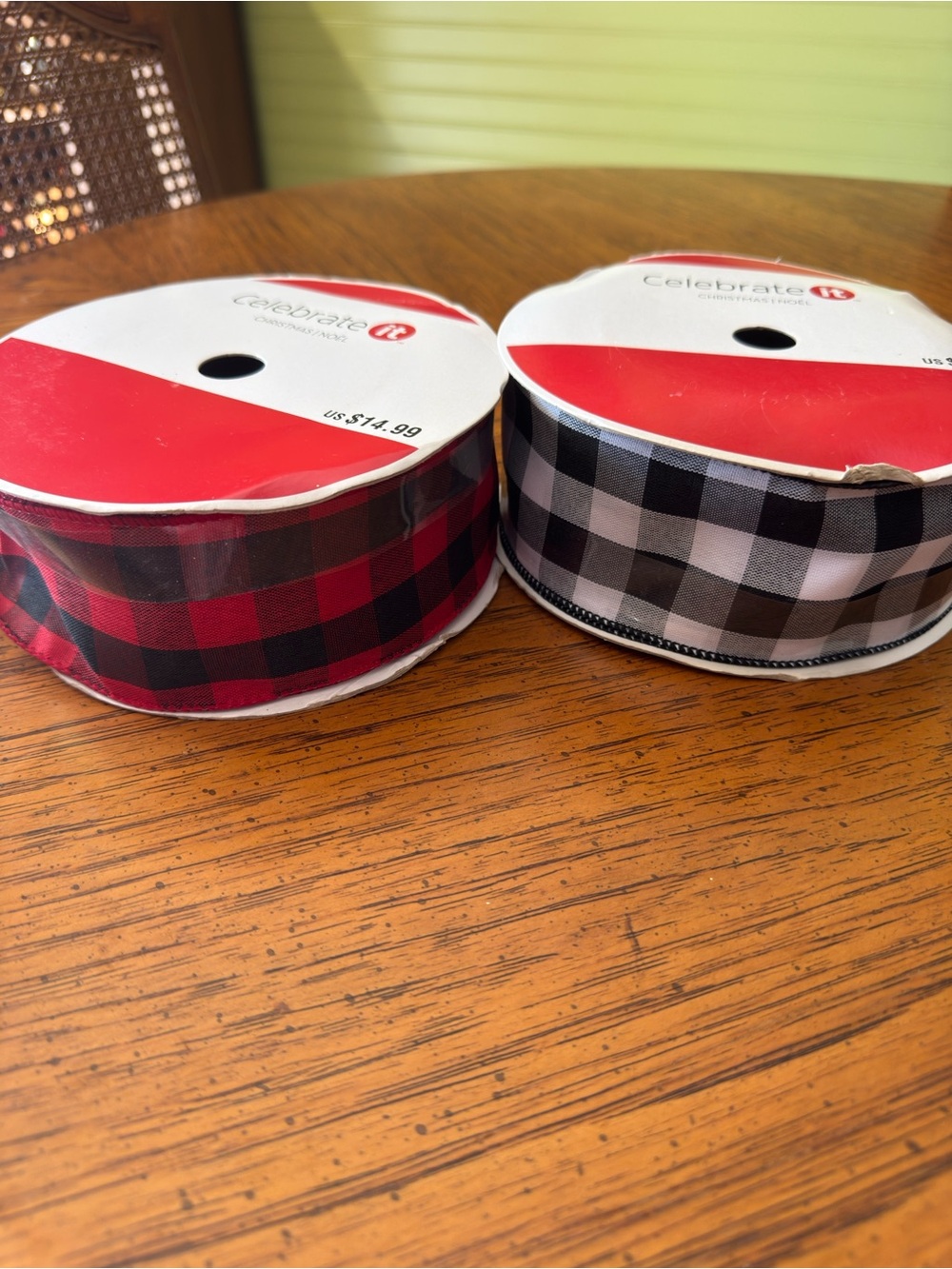 Celebrate It Buffalo Plaid Ribbon Duo - Red & White/Black